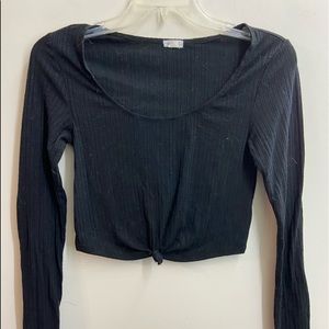 cropped knotted front long sleeve
